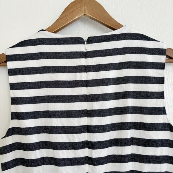 Kate Spade Saturday Fit & Flare Dress 8 Striped Linen Blend White Black - Picture 5 of 8
